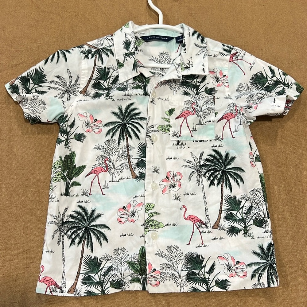 Janie and Jack Buttondown Boy's Size 3 Tropical Poplin Cabana Shirt